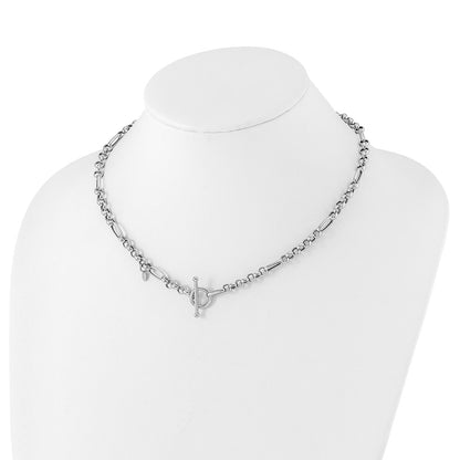Sterling Silver Rh Plated Polished Fancy Link Necklace