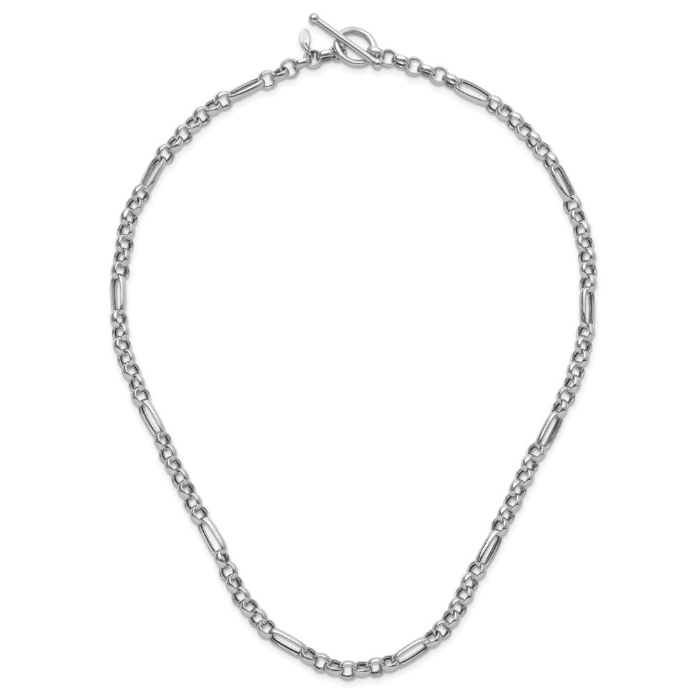Sterling Silver Rh Plated Polished Fancy Link Necklace