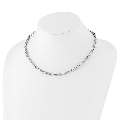 Sterling Silver Rh Plated Polished Fancy Link Necklace