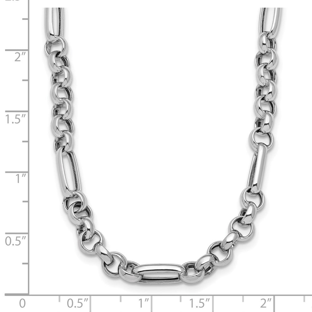 Sterling Silver Rh Plated Polished Fancy Link Necklace