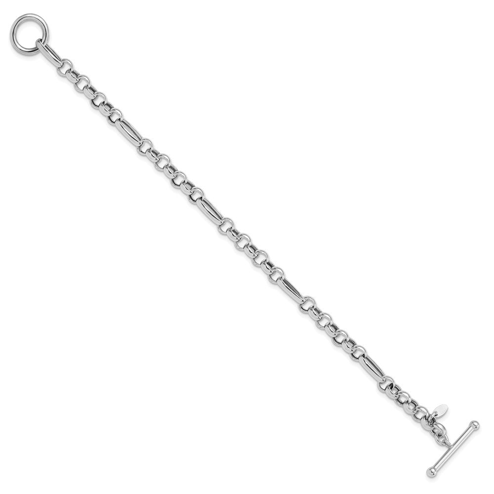 Sterling Silver Rh Plated Polished Fancy Link Bracelet