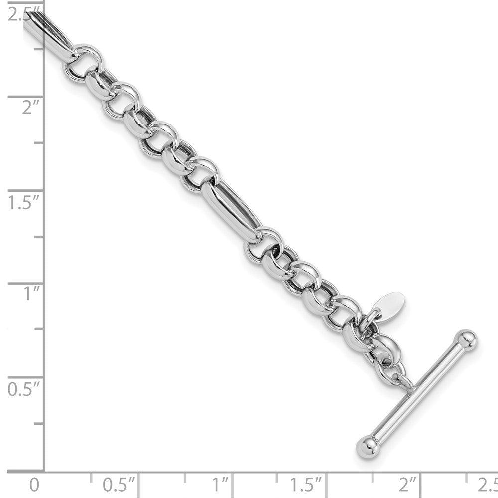 Sterling Silver Rh Plated Polished Fancy Link Bracelet