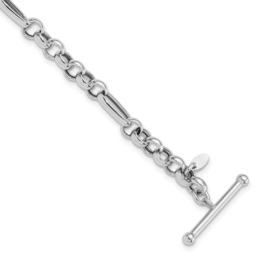Sterling Silver Rh Plated Polished Fancy Link Bracelet