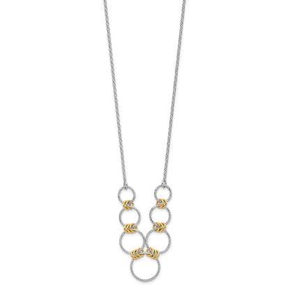 Sterling Silver Rh/Gold Plt Dia. Cut Circles With 2In Ext Necklace