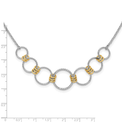 Sterling Silver Rh/Gold Plt Dia. Cut Circles With 2In Ext Necklace