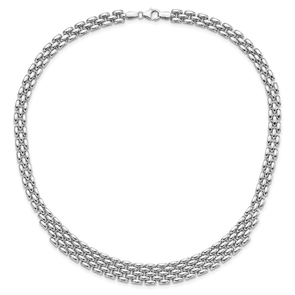 Sterling Silver Rhodium Plated Polished Fancy Link Necklace