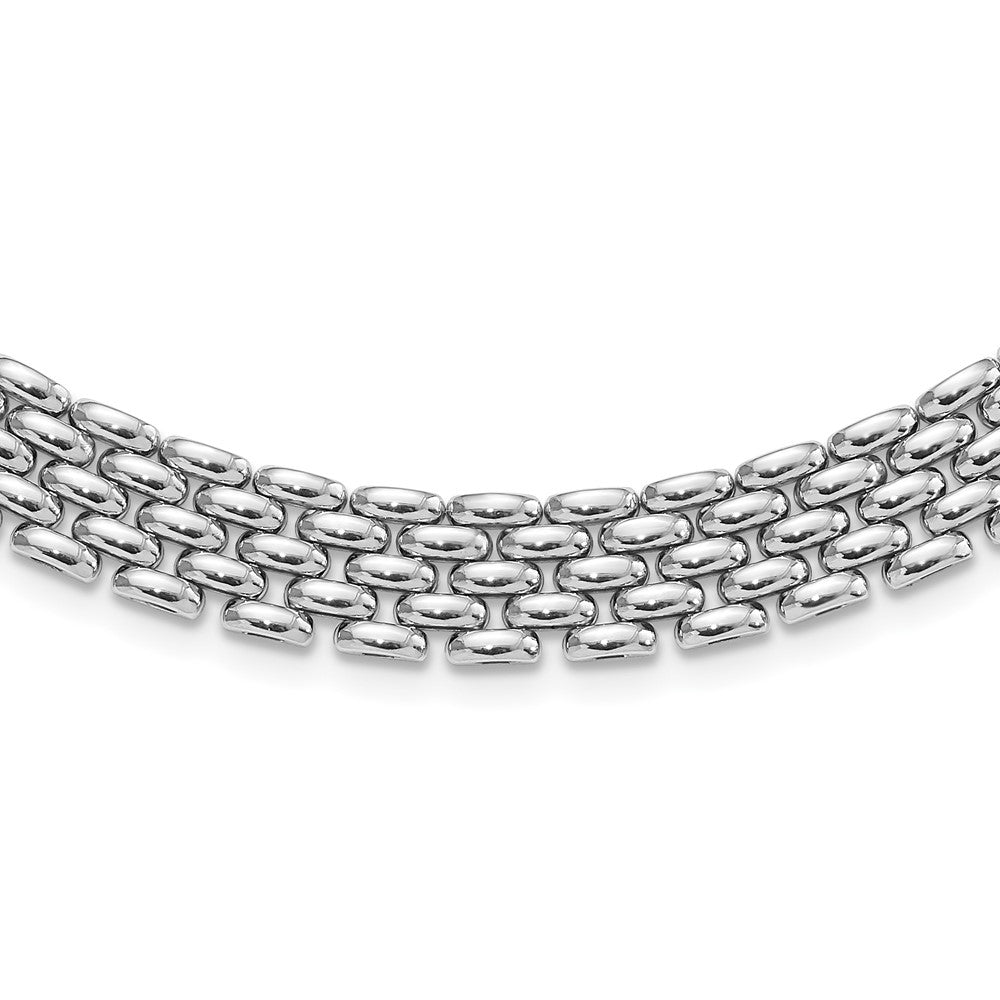Sterling Silver Rhodium Plated Polished Fancy Link Necklace