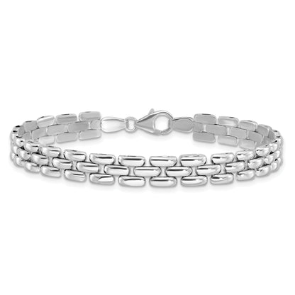 Sterling Silver Rhodium Plated Polished Fancy Link Bracelet