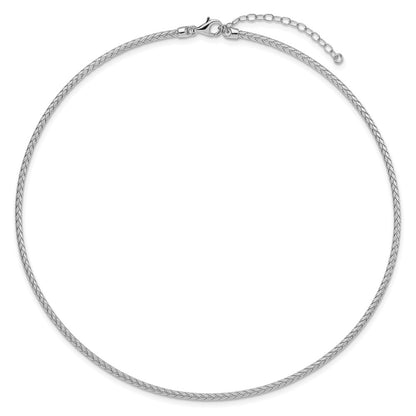 Sterling Silver Rhodium Plated Woven With 2In. Ext Necklace