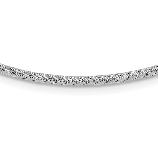 Sterling Silver Rhodium Plated Woven With 2In. Ext Necklace