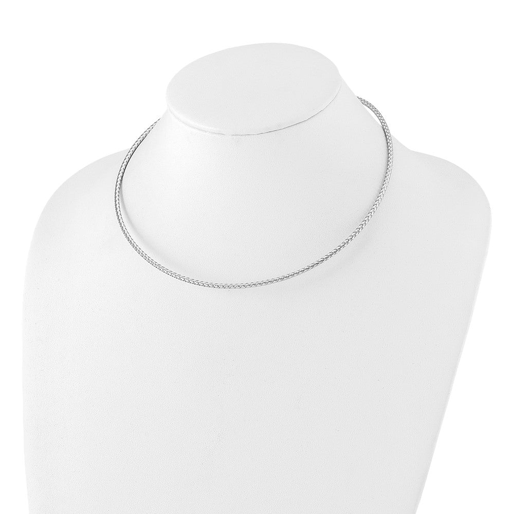 Sterling Silver Rh Plated Polished Braid With 2In. Ext Necklace