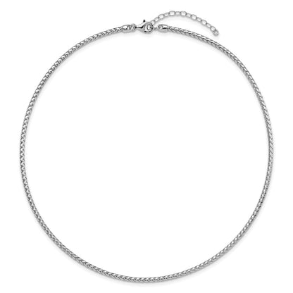 Sterling Silver Rh Plated Polished Braid With 2In. Ext Necklace