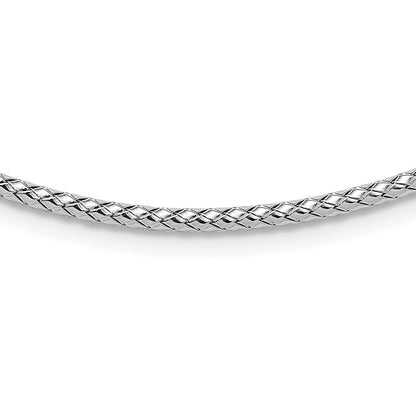 Sterling Silver Rh Plated Polished Braid With 2In. Ext Necklace