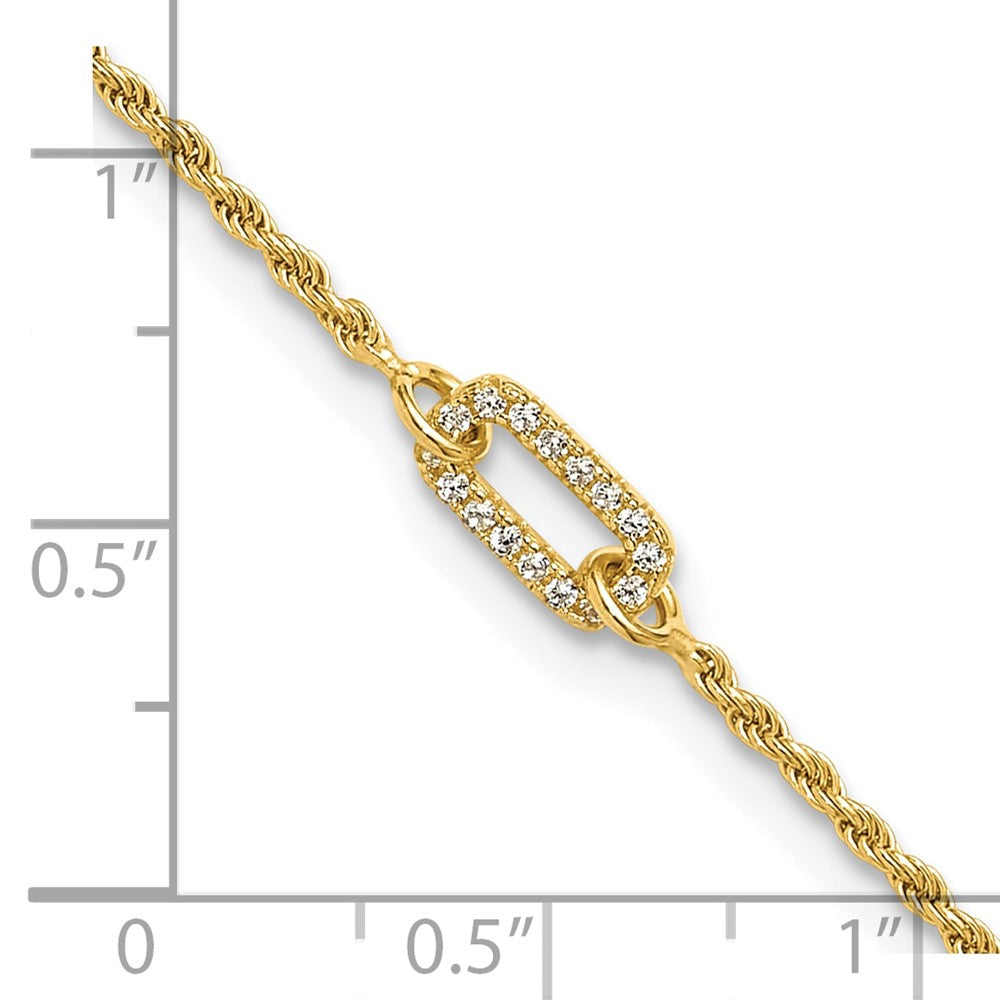 Gold Plated Sterling Silver Polished Cz With 1.5In Ext. Bracelet