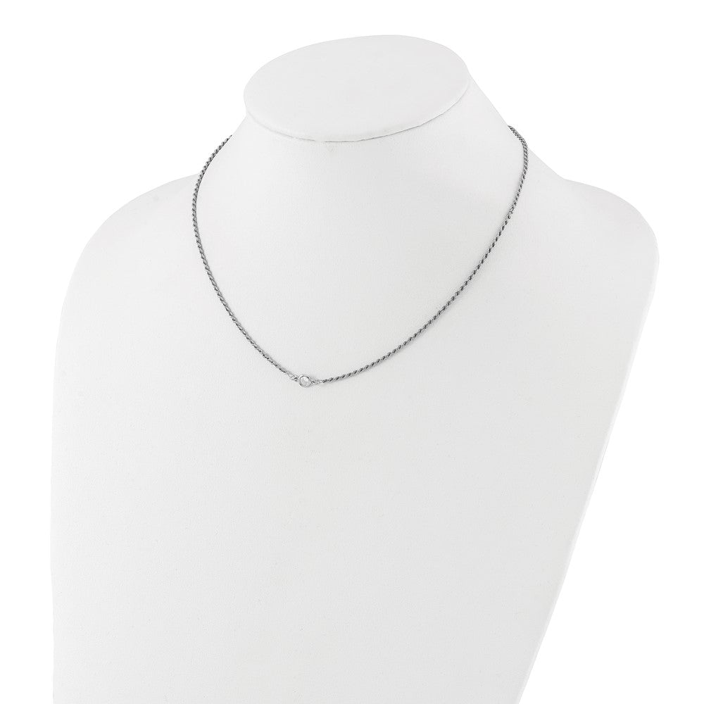 Sterling Silver Rh Plated Polished Cz With 1.5In Ext. Necklace