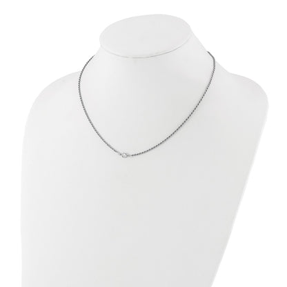 Sterling Silver Rh Plated Polished Cz With 1.5In Ext. Necklace