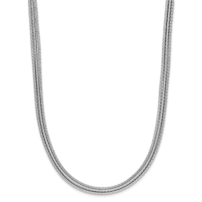 Sterling Silver Rhodium Plated Textured 3 Strand Necklace
