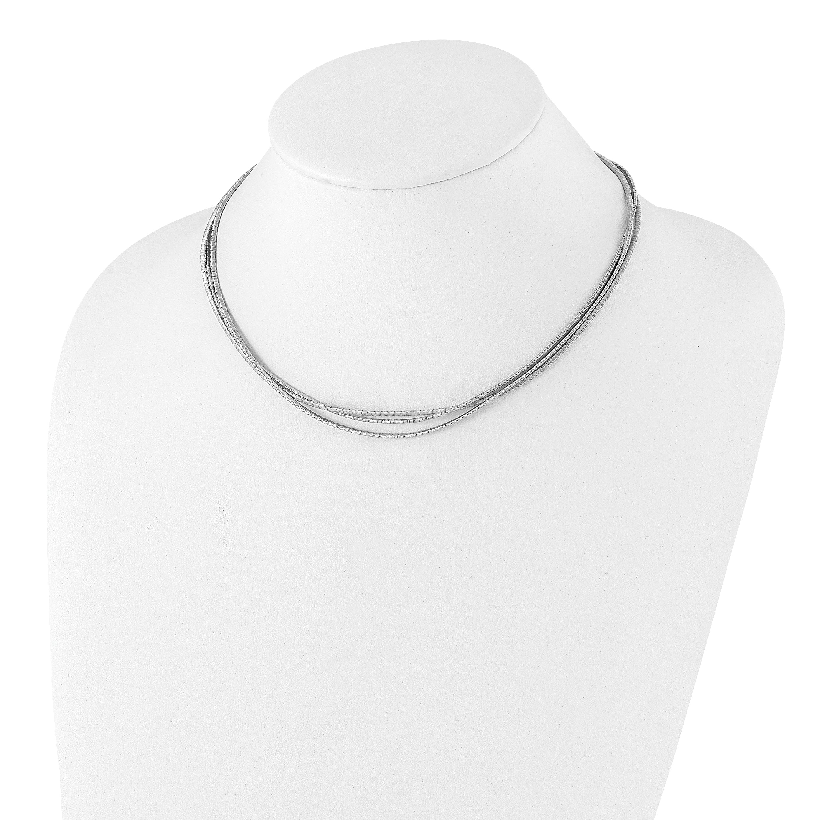 Sterling Silver Rhodium Plated Textured 3 Strand Necklace