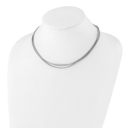 Sterling Silver Rhodium Plated Textured 3 Strand Necklace