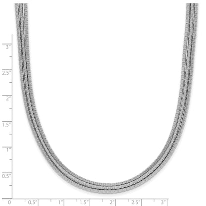 Sterling Silver Rhodium Plated Textured 3 Strand Necklace