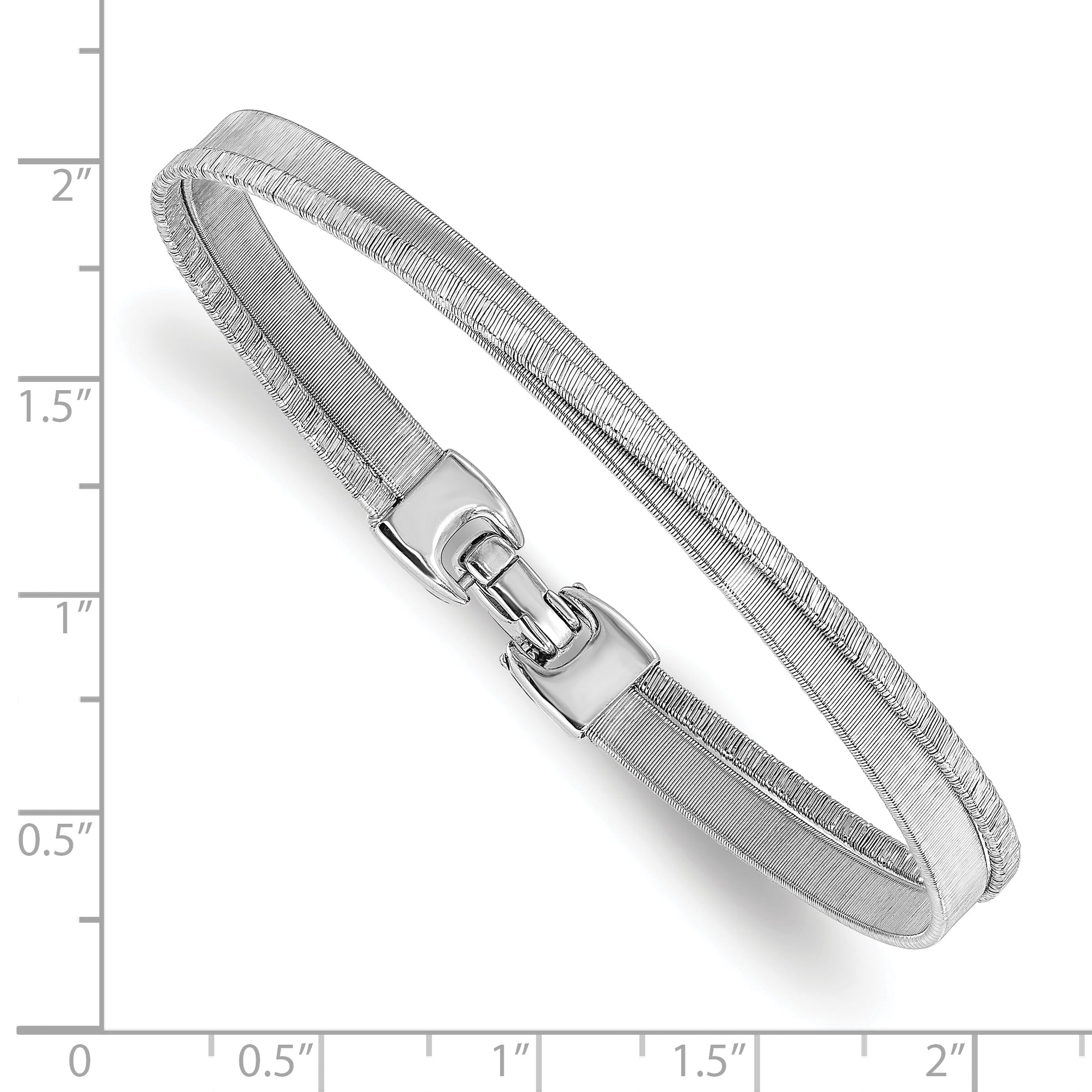 Sterling Silver Rhodium Plated Polished And Textured Bracelet