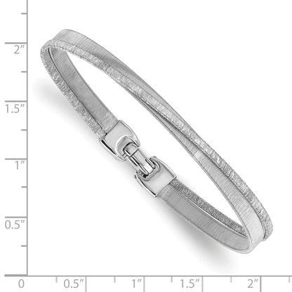 Sterling Silver Rhodium Plated Polished And Textured Bracelet