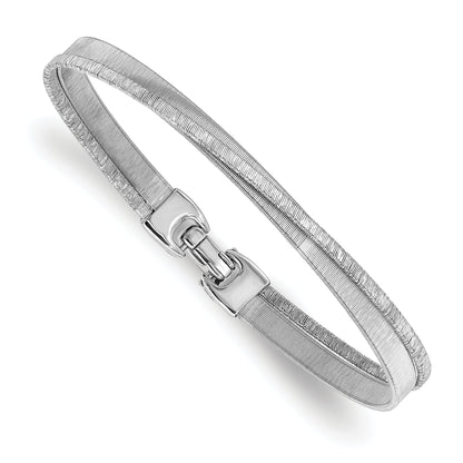 Sterling Silver Rhodium Plated Polished And Textured Bracelet