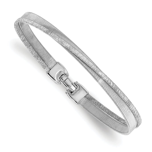 Sterling Silver Rhodium Plated Polished And Textured Bracelet