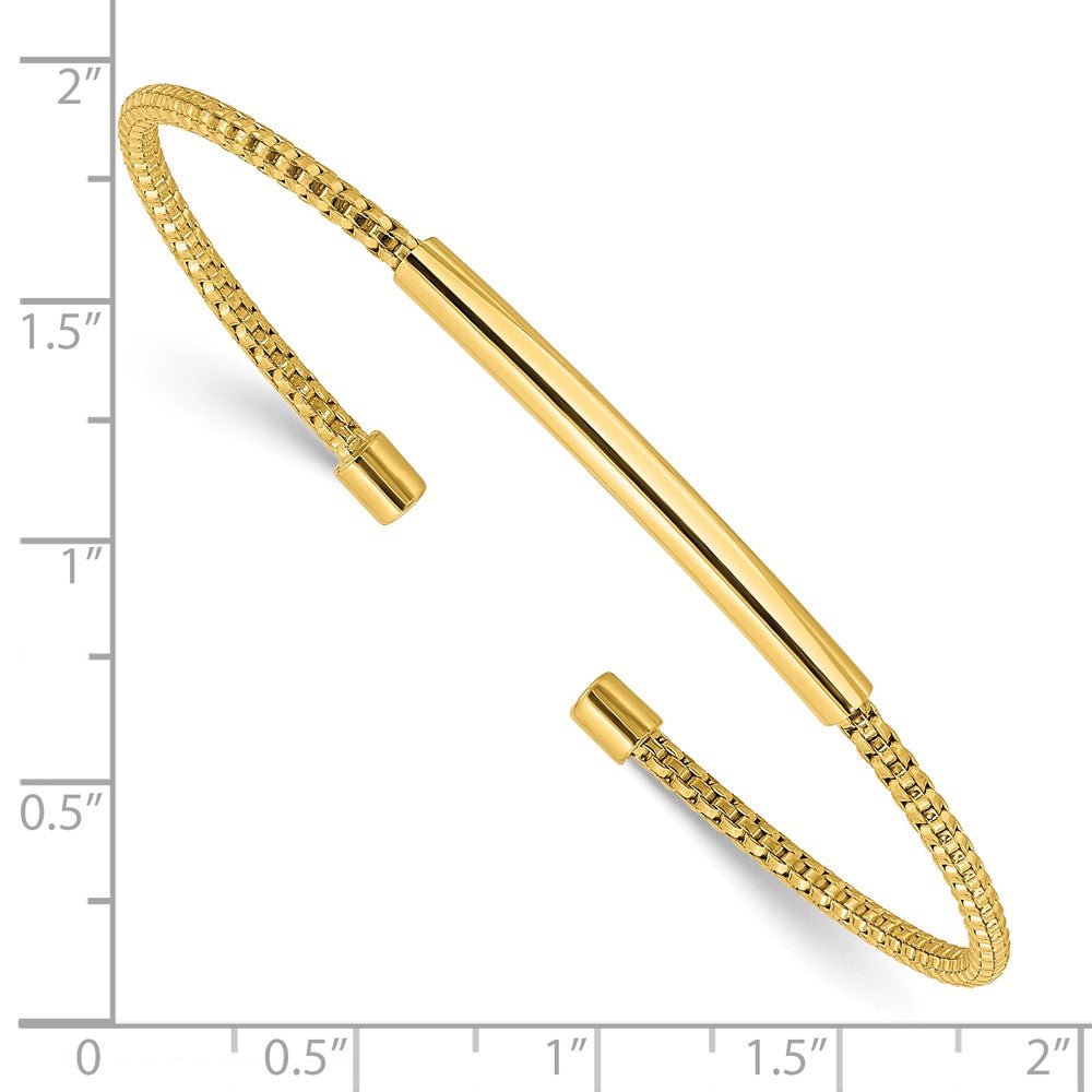 Gold Plated Sterling Silver Polished And Textured Cuff Bracelet