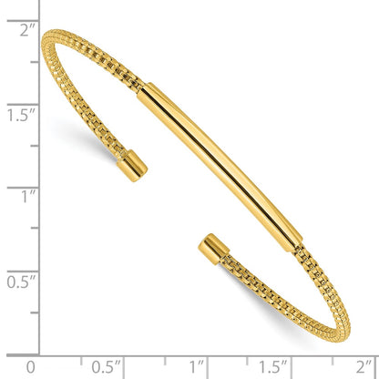 Gold Plated Sterling Silver Polished And Textured Cuff Bracelet