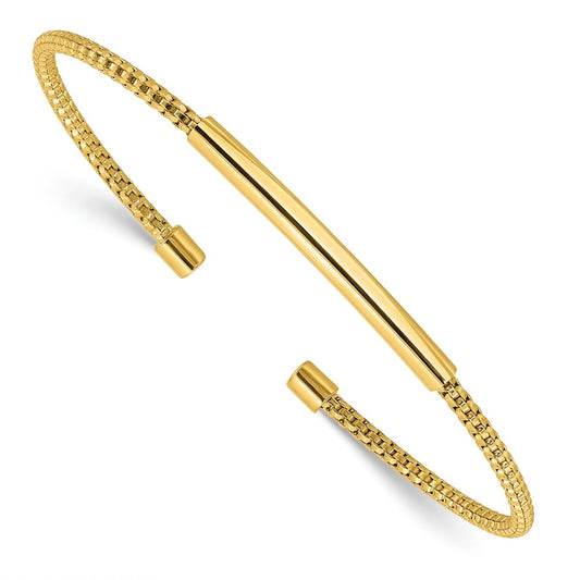 Gold Plated Sterling Silver Polished And Textured Cuff Bracelet