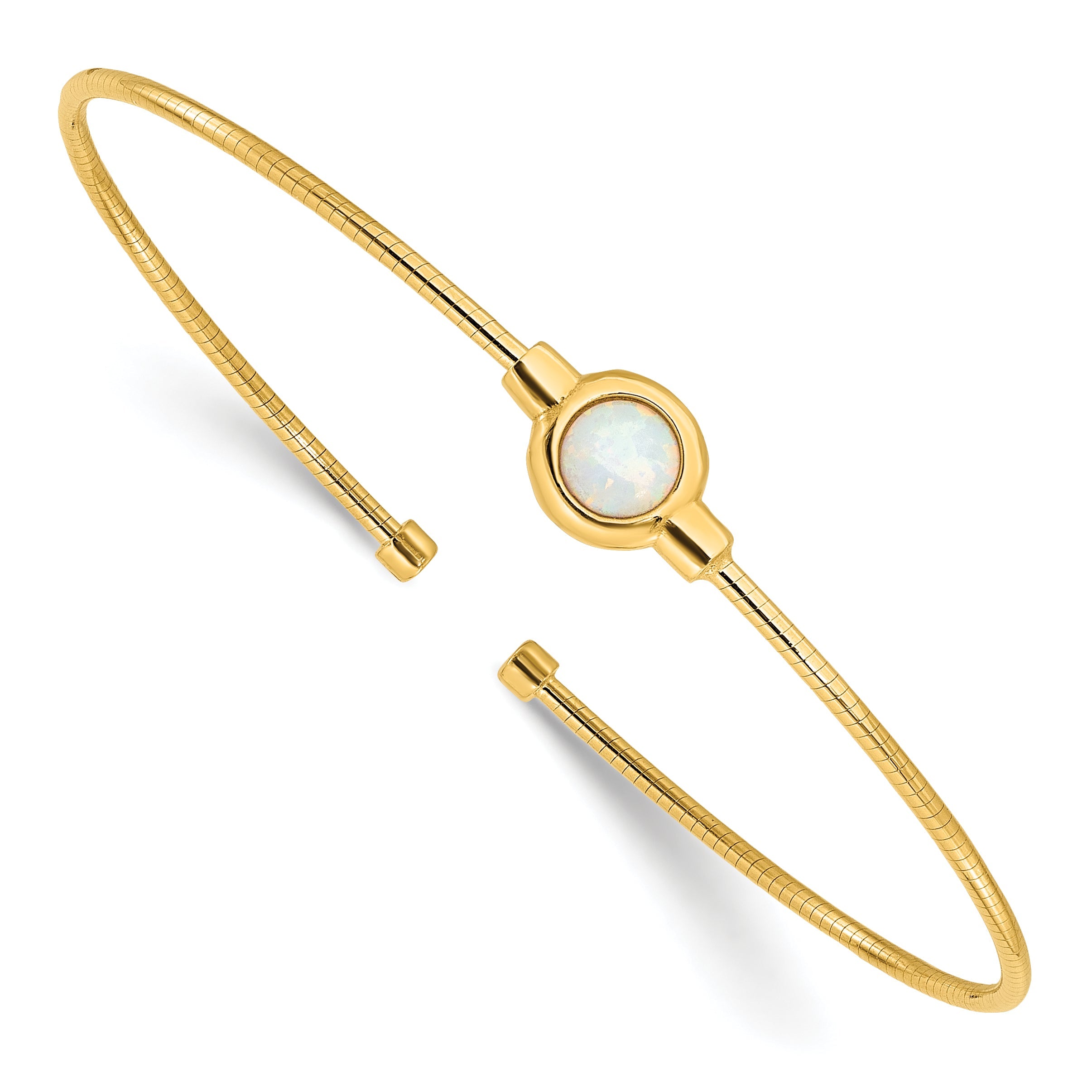 Gold Plated Sterling Silver Polished Opal Cuff Bracelet