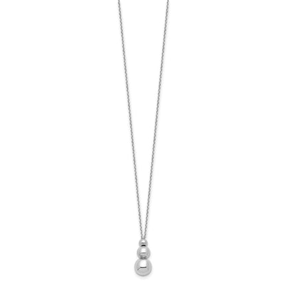 Sterling Silver Rh Plated Polished Beads With 1In Ext. Necklace