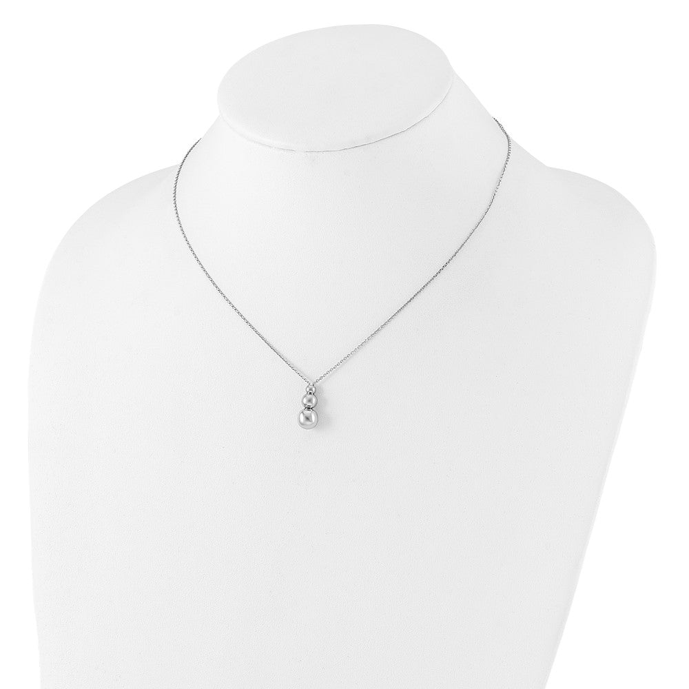 Sterling Silver Rh Plated Polished Beads With 1In Ext. Necklace