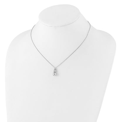 Sterling Silver Rh Plated Polished Beads With 1In Ext. Necklace