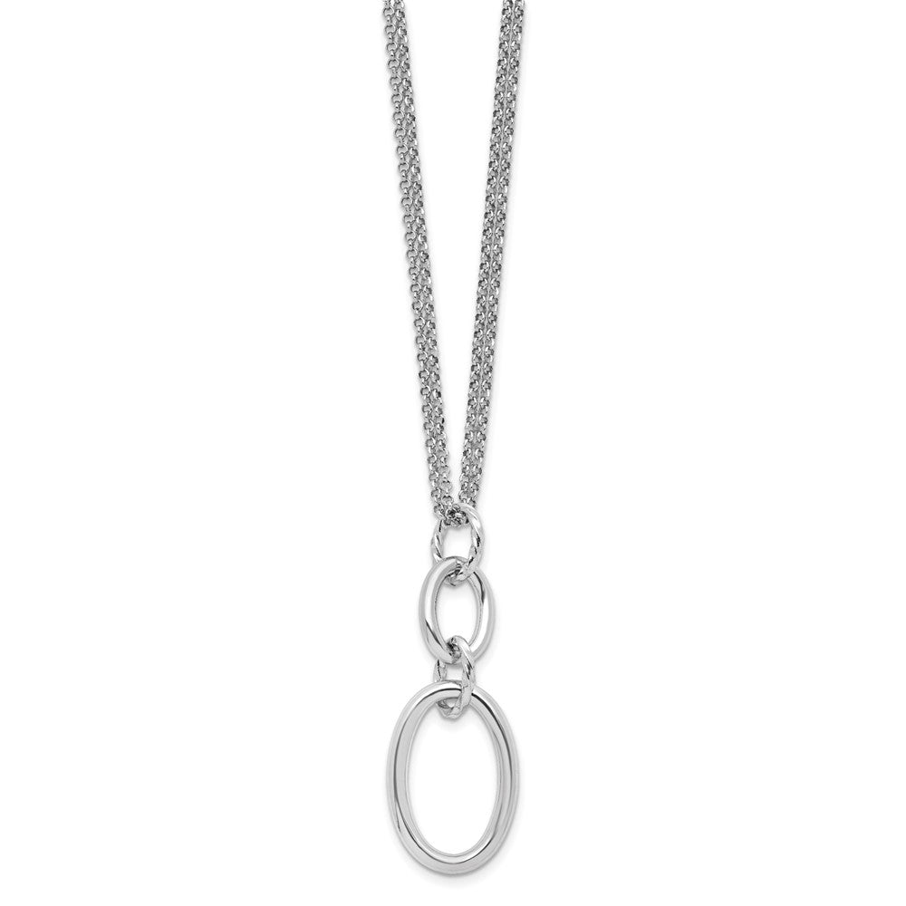 Sterling Silver Rh Plated 2 Strand Oval With 1.5In Ext. Necklace