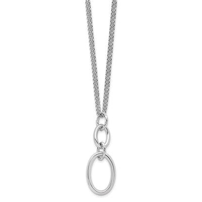 Sterling Silver Rh Plated 2 Strand Oval With 1.5In Ext. Necklace