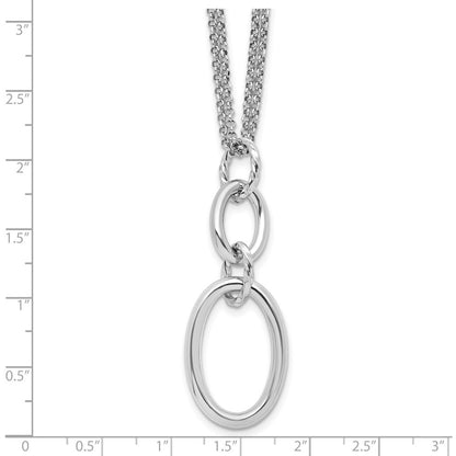 Sterling Silver Rh Plated 2 Strand Oval With 1.5In Ext. Necklace