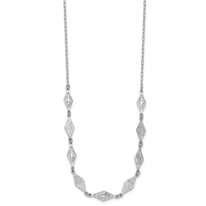 Sterling Silver Ss Rh Plated Polished And Scratch Finish With 1In Ext. Necklace