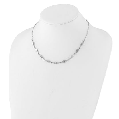 Sterling Silver Ss Rh Plated Polished And Scratch Finish With 1In Ext. Necklace