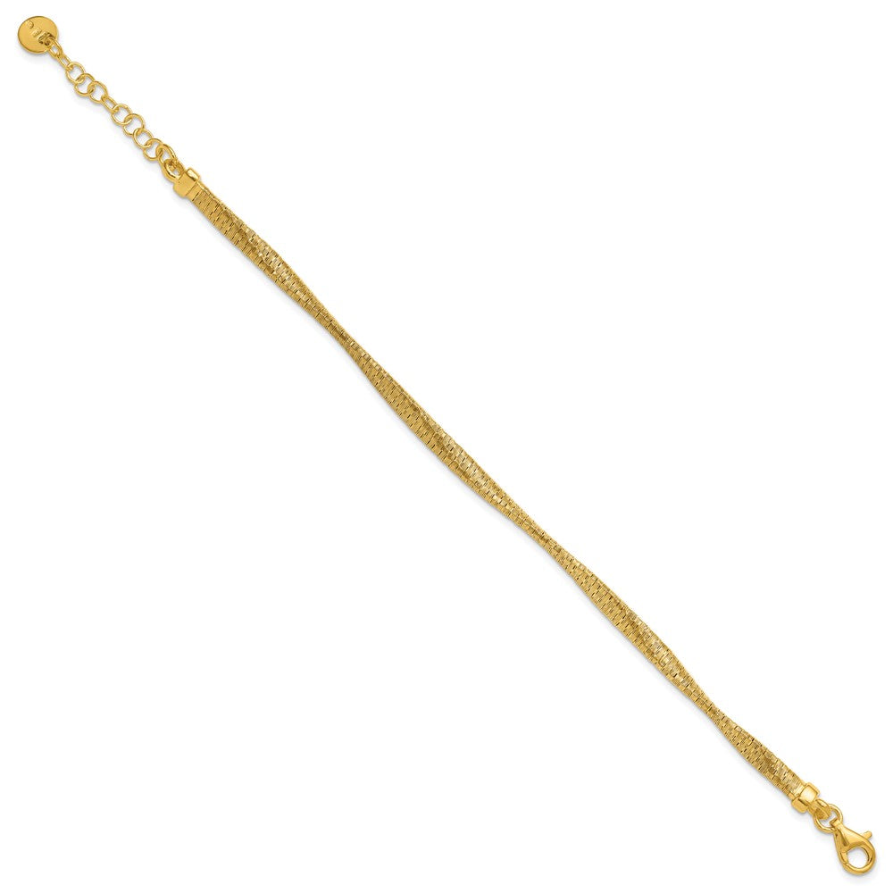 Gold Plated Sterling Silver Pl Twist Texture Wrapped 1In Ext. Bracelet