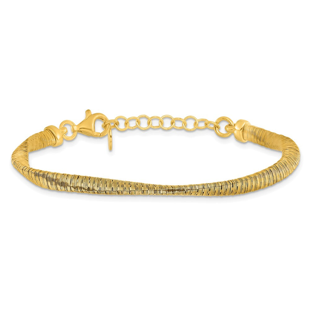 Gold Plated Sterling Silver Pl Twist Texture Wrapped 1In Ext. Bracelet