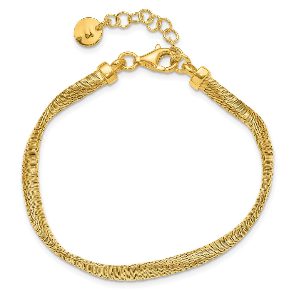 Gold Plated Sterling Silver Pl Twist Texture Wrapped 1In Ext. Bracelet