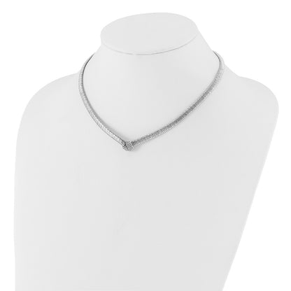 Sterling Silver Rhod Plat Texture Wrapped Knot 2In Ext. Necklace