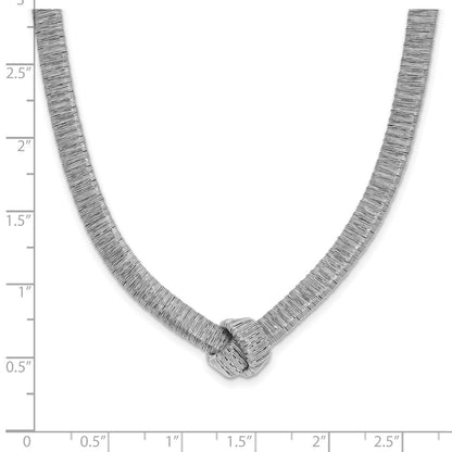 Sterling Silver Rhod Plat Texture Wrapped Knot 2In Ext. Necklace