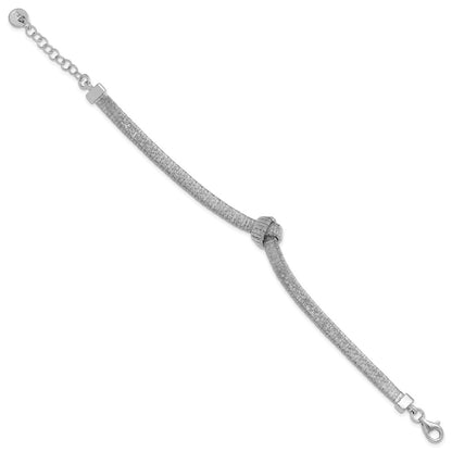 Sterling Silver Rh Plate Texture Wrapped Knot 1In Ext. Bracelet