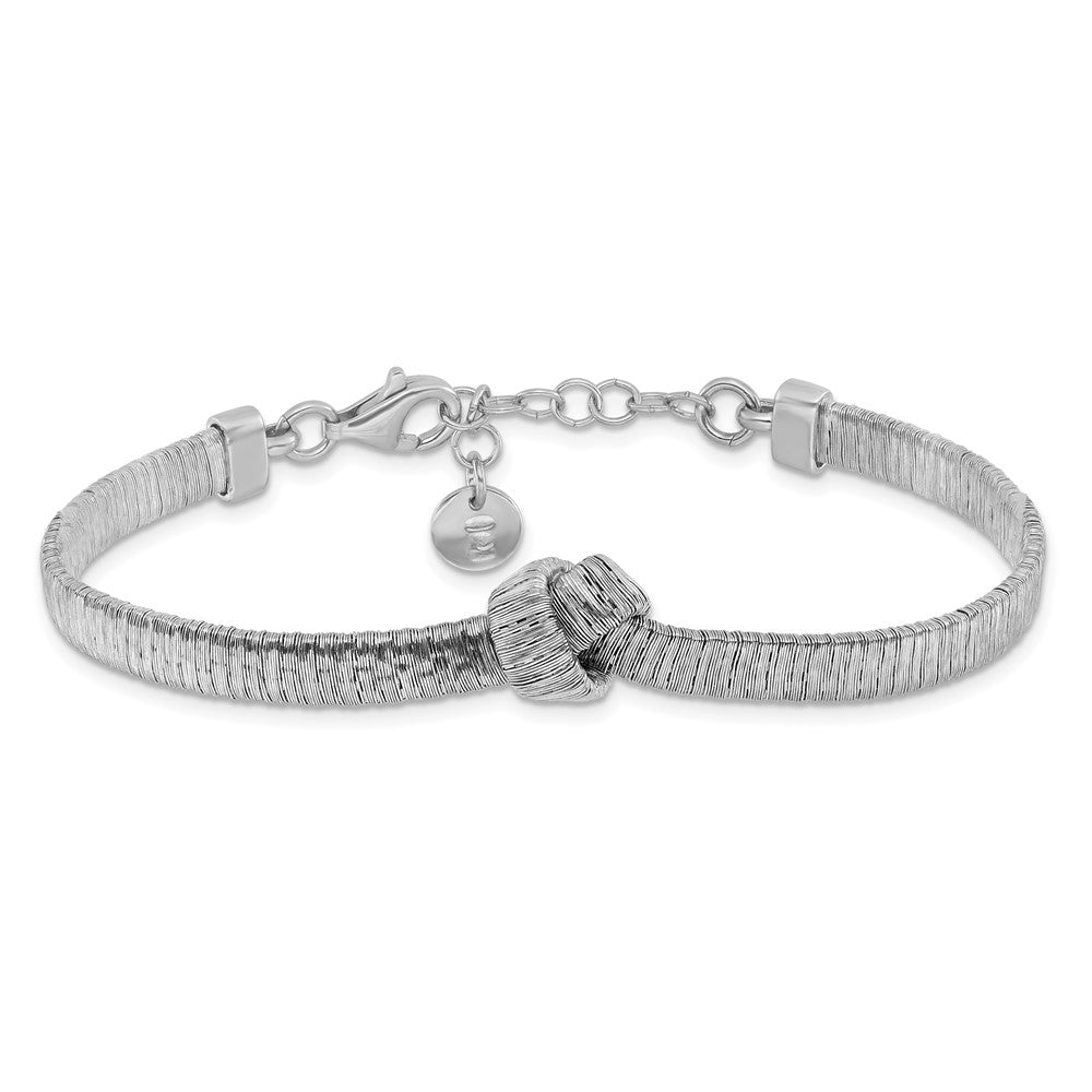 Sterling Silver Rh Plate Texture Wrapped Knot 1In Ext. Bracelet