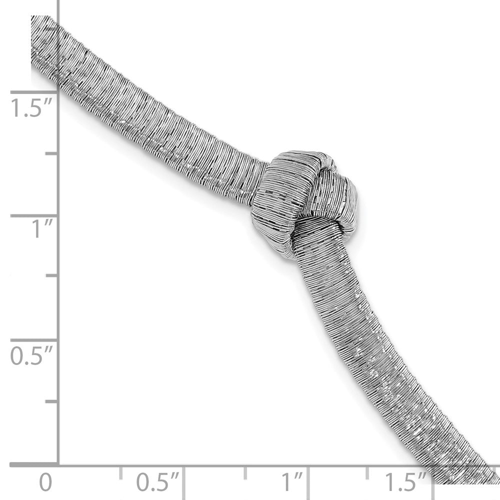 Sterling Silver Rh Plate Texture Wrapped Knot 1In Ext. Bracelet