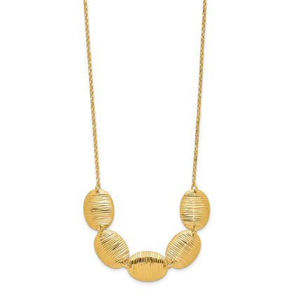 Sterling Silver Gold Tone Textured Ovals W/ 2In Ext. Necklace