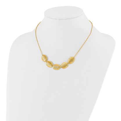 Sterling Silver Gold Tone Textured Ovals W/ 2In Ext. Necklace